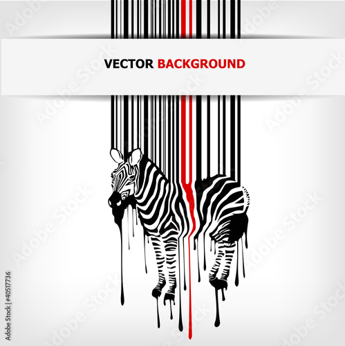 abstract vector zebra silhouette with barcode