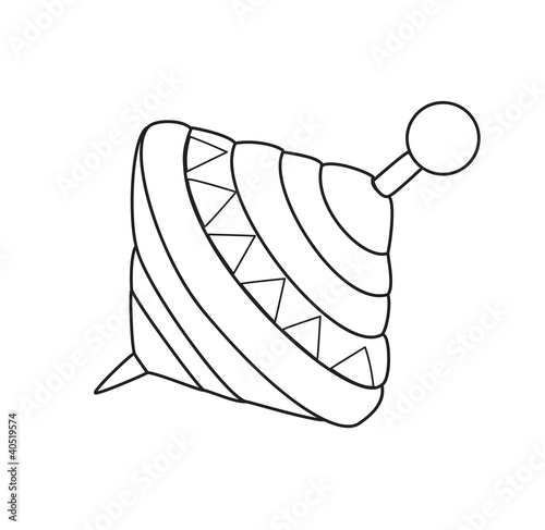 Outlined humming-top, whirligig - vector illustration