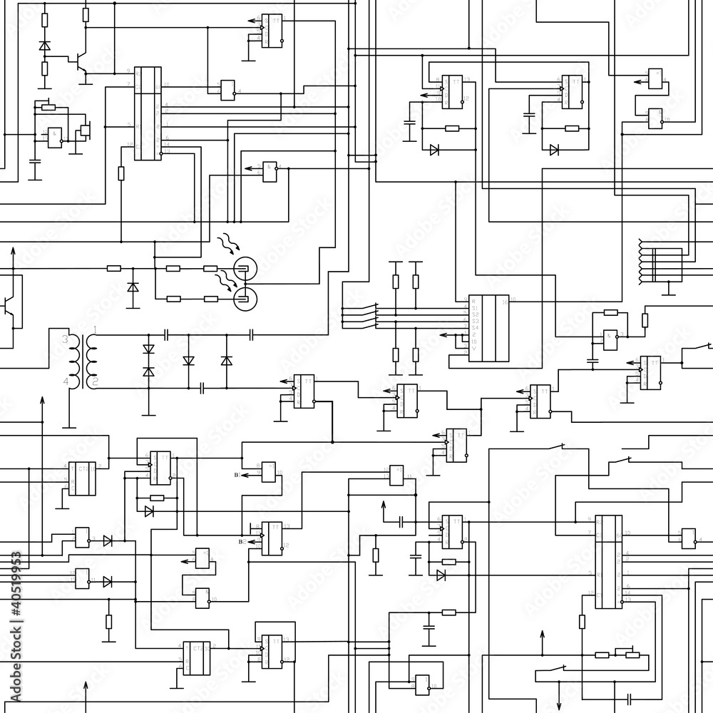 vector seamless electrical circuit diagram pattern