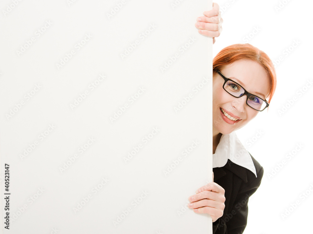 woman hidden behind a white sheet of paper woman hidden behind a white sheet of paper