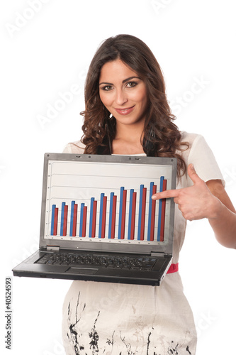 Young cute business woman with laptop photo