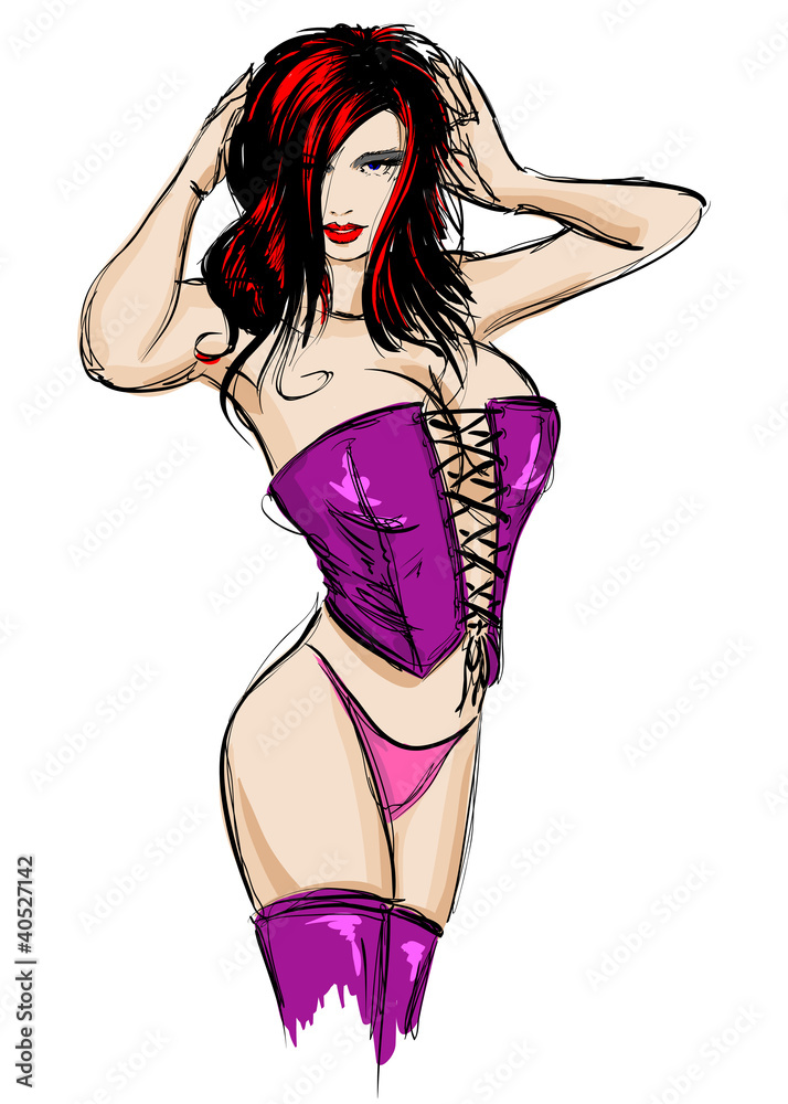 SKETCH. fashion girl. Hand-drawn fashion model SKETCH. fashion girl. Hand-drawn fashion model