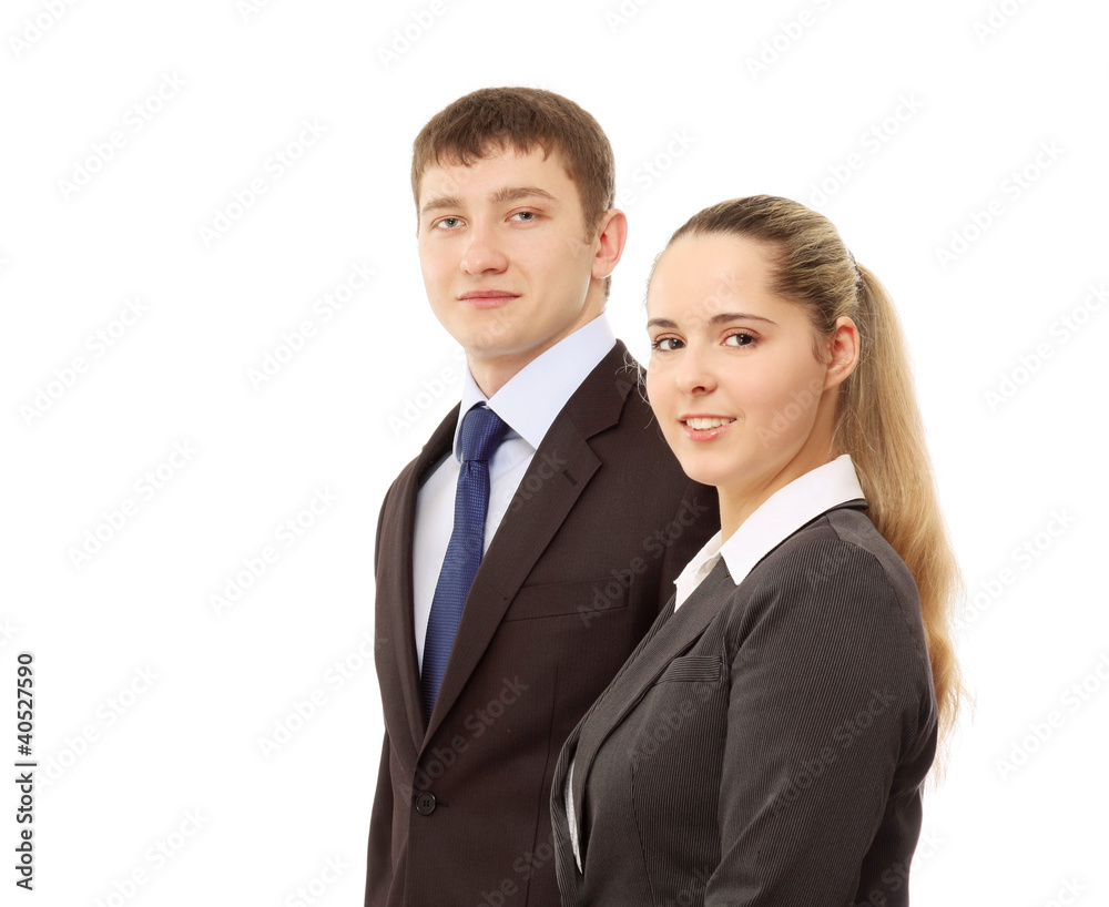Young businesspersons standing isolated on white background Young businesspersons standing isolated on white background