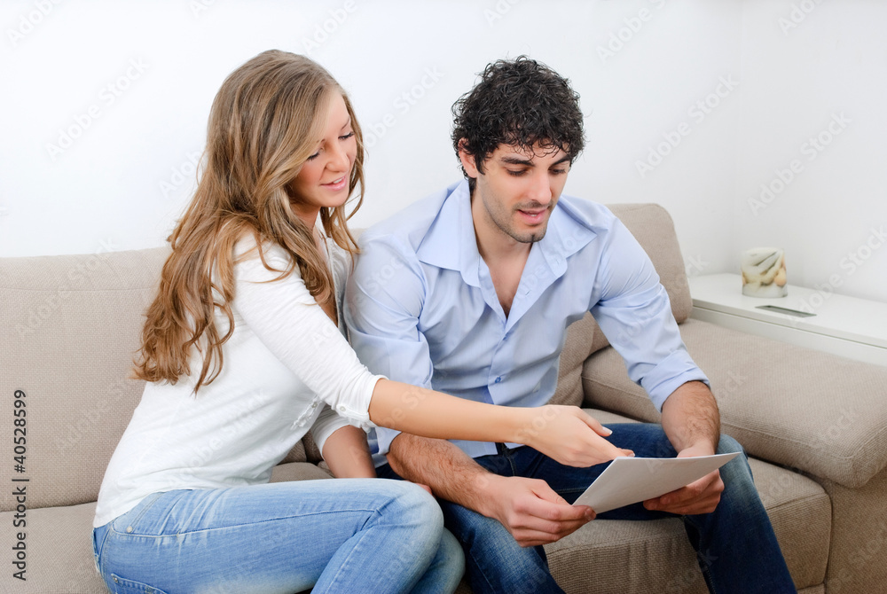 young couple with accounts young couple with accounts