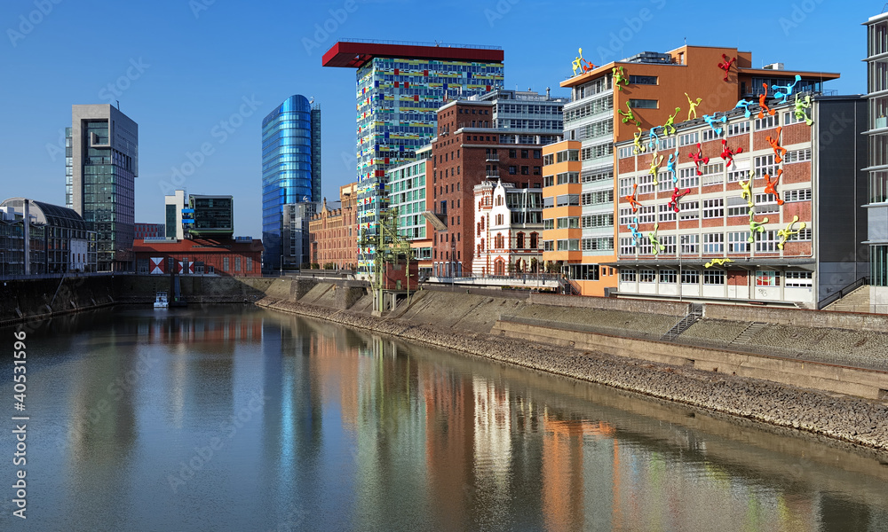 Media Harbour of Dusseldorf with buildings in modern style