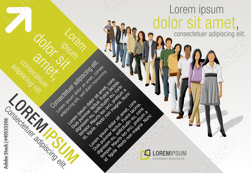 Template with business people standing in a line