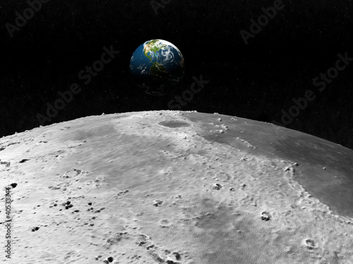 Blick vom Mond auf die Erde photo