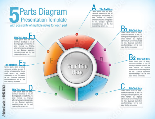 Multicolour segmented wheel template for presentations