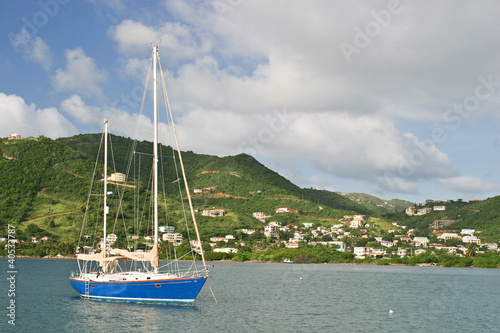 Sailboat anchored in Virgin Islands