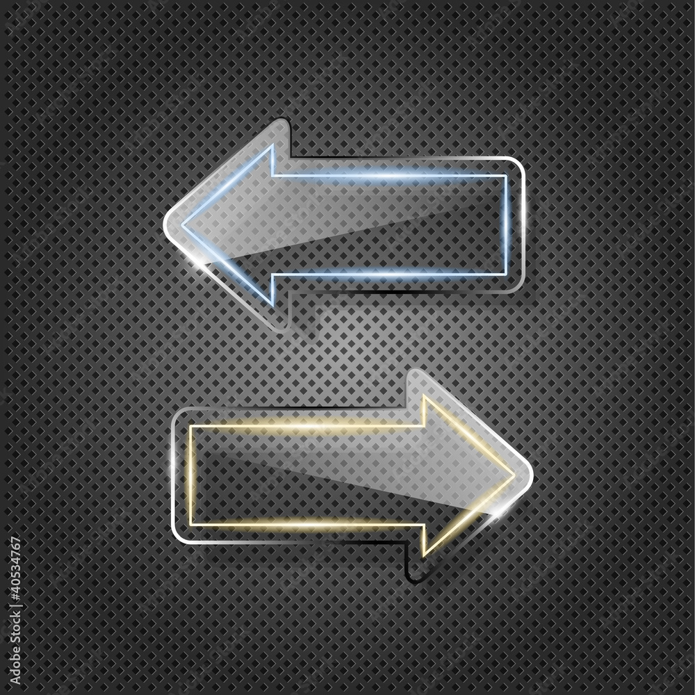 Futuristic glass arrows on metal background Futuristic glass arrows on metal background