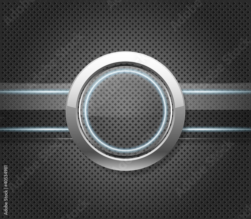 Futuristic glass plate on metal background
