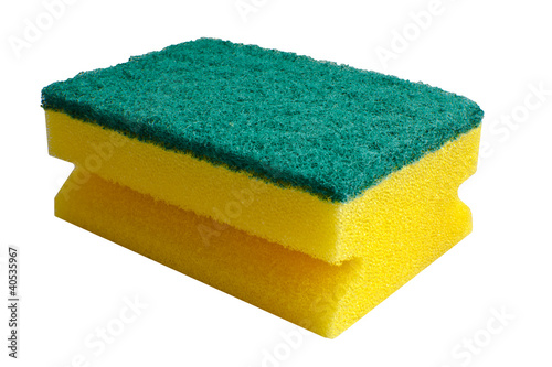 A kitchen sponge isolated on the white background