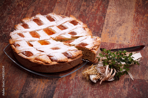 Italian Pastiera And Ceramic Flowers photo