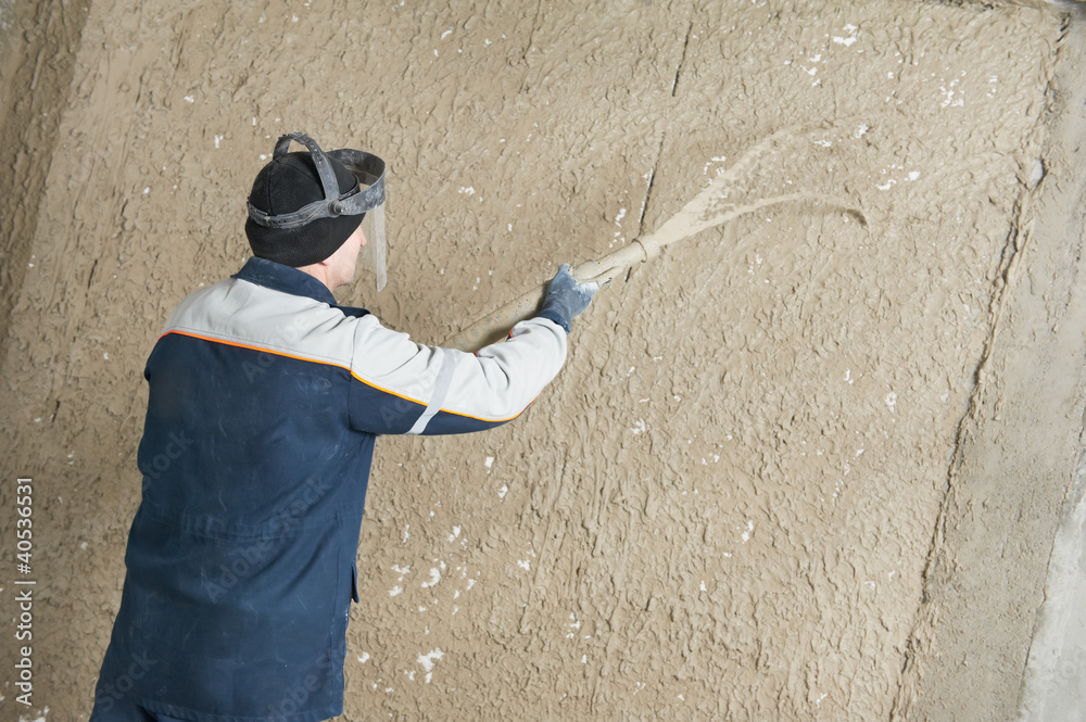 Wunschmotiv: Plasterer at stucco work with liquid plaster #40536531