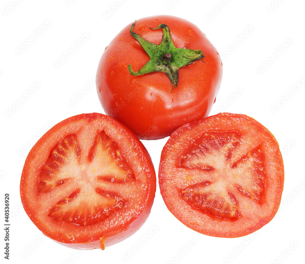 red tomato vegetable with cut isolated on white background red tomato vegetable with cut isolated on white background