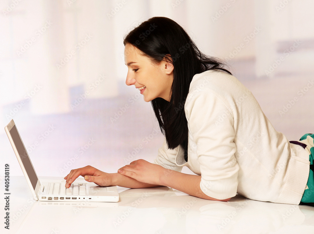 Portrait of beautiful business woman with laptop Portrait of beautiful business woman with laptop