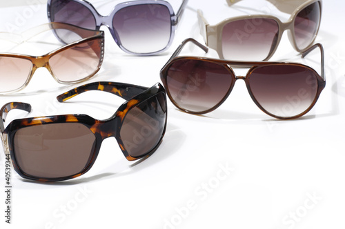 Different sunglass on white