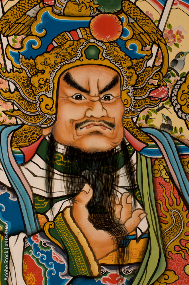 Thai art style on wall, take photo from temple