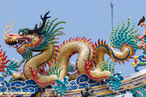 The Dragon status on roof of joss house