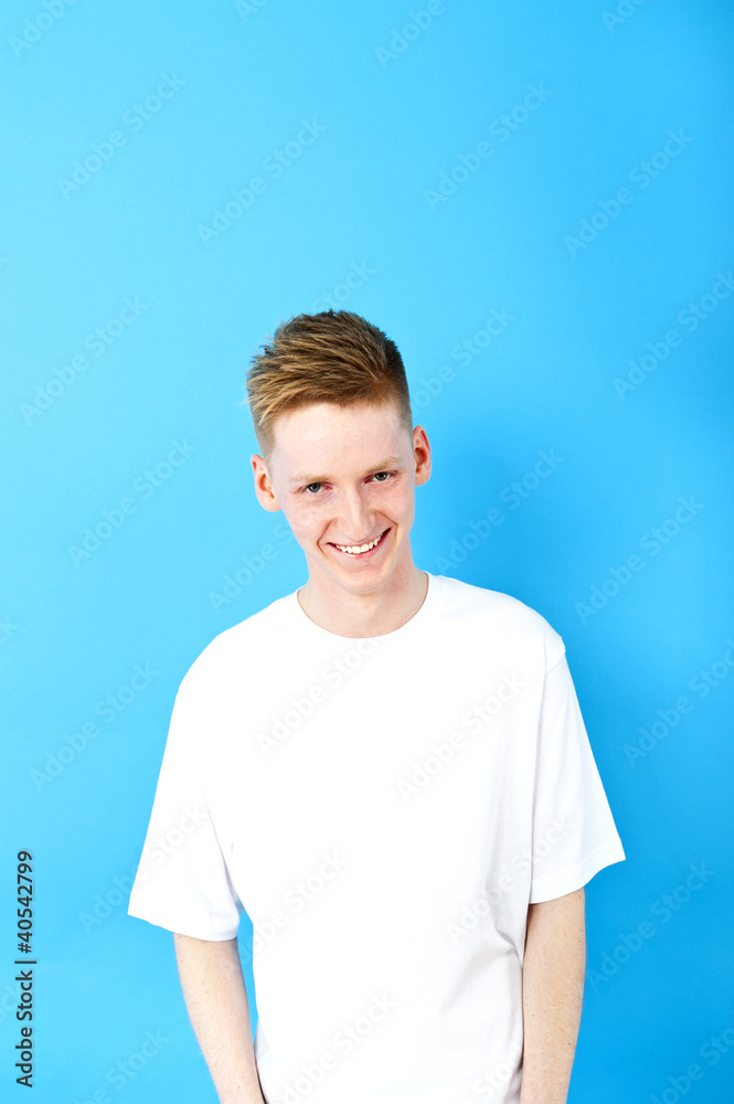 Young man on blue background Young man on blue background