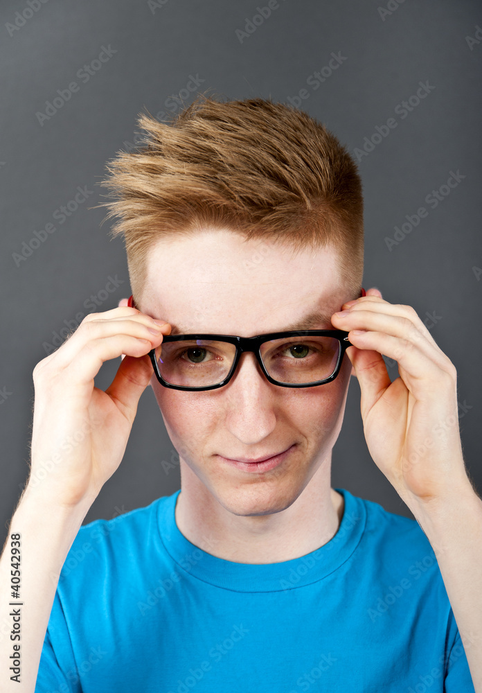 Young man on black background Young man on black background