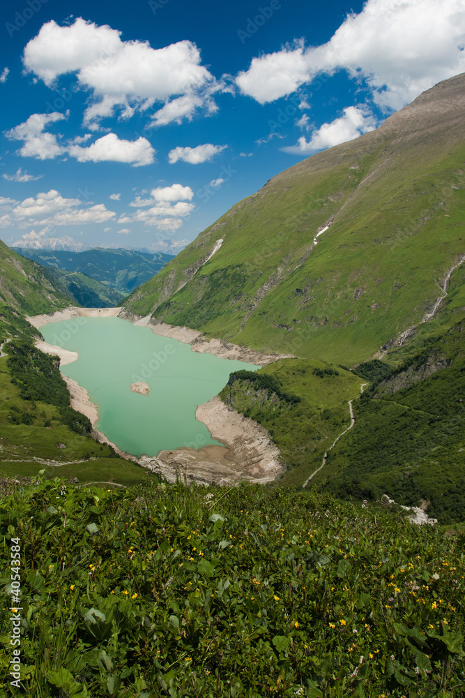 Kaprun Dam, lake and Alps