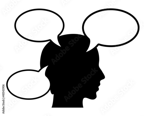 Vector thinking person with speech bubbles