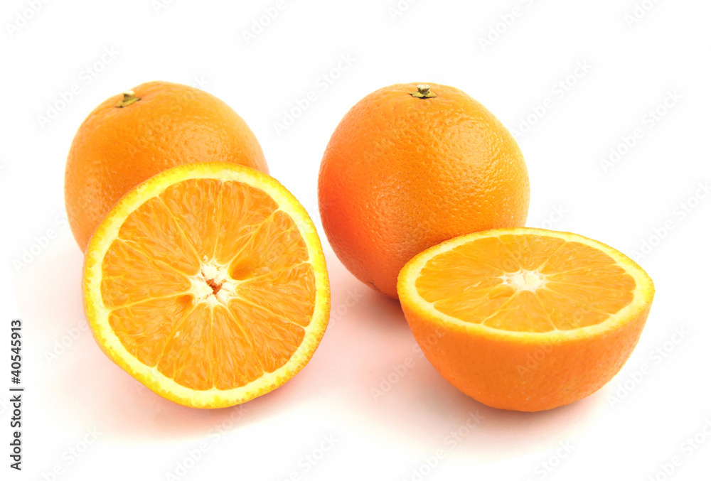 Sliced orange fruits isolated on white background Sliced orange fruits isolated on white background