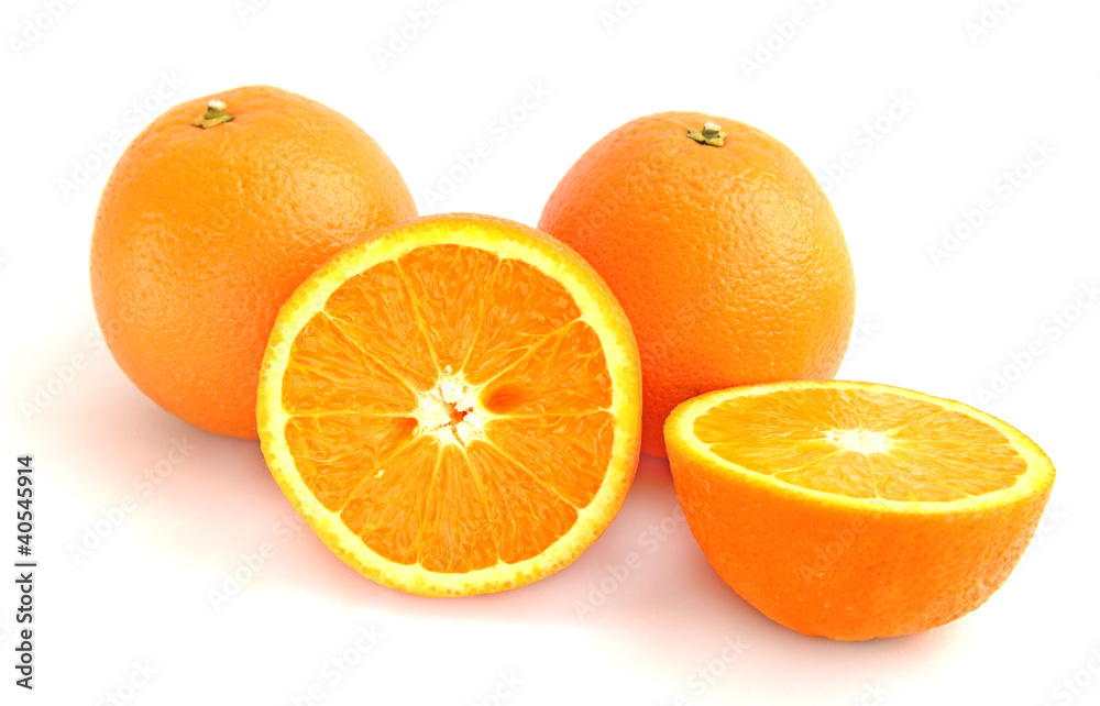 Sliced orange fruits isolated on white background Sliced orange fruits isolated on white background