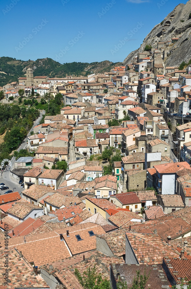 Panoramic view of Pietrapertosa. Basilicata. Italy.