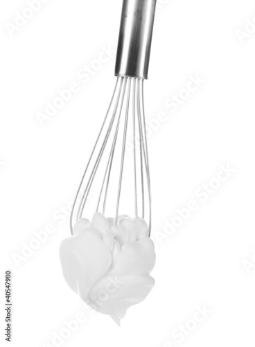 Obraz na plátne Metal whisk for whipping eggs with cream isolated on white