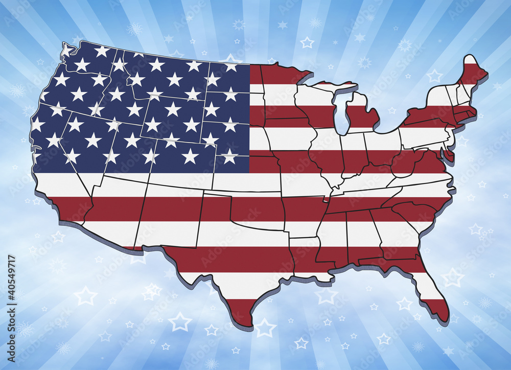 USA map with state borders. Stock Photo | Adobe Stock