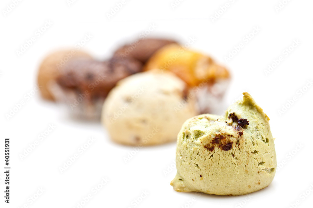 Fototapeta premium Many cakes isolated on white background