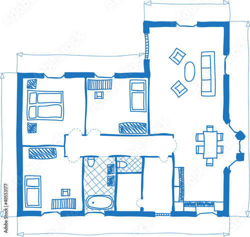 Floor plan of house, doodle style