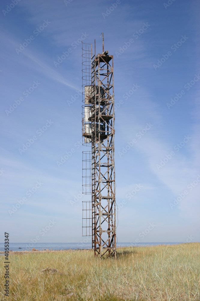 Radio a tower on island
