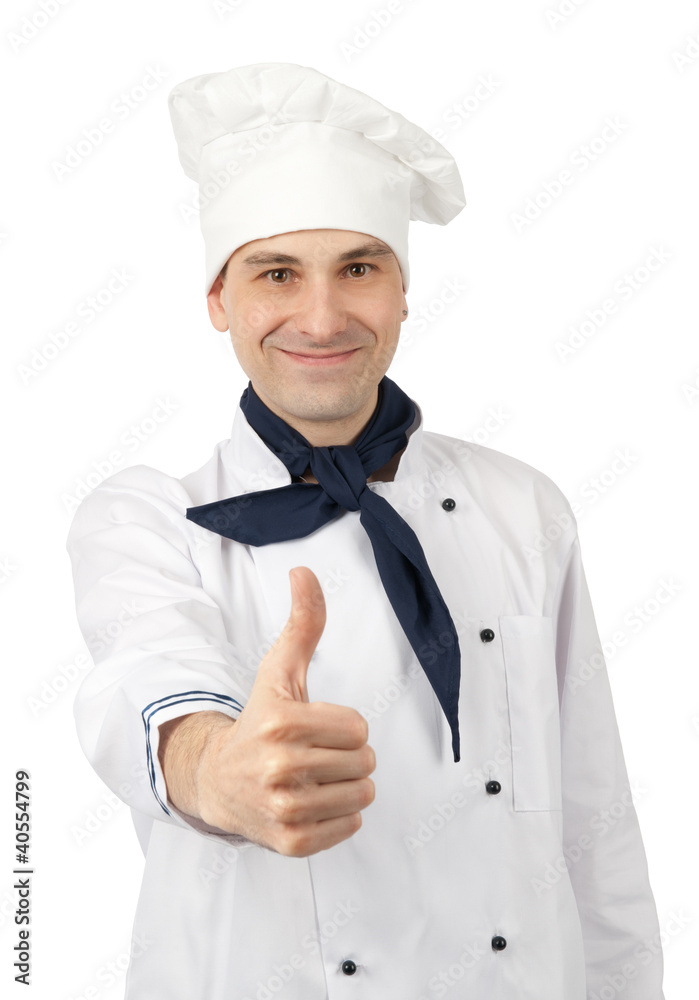Smiling chef showing thumb up