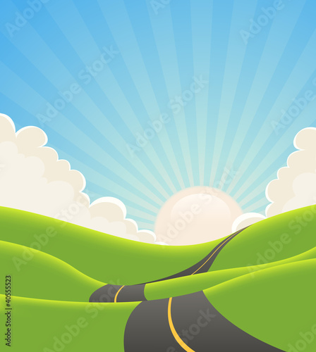 Blue Summer Landscape Road
