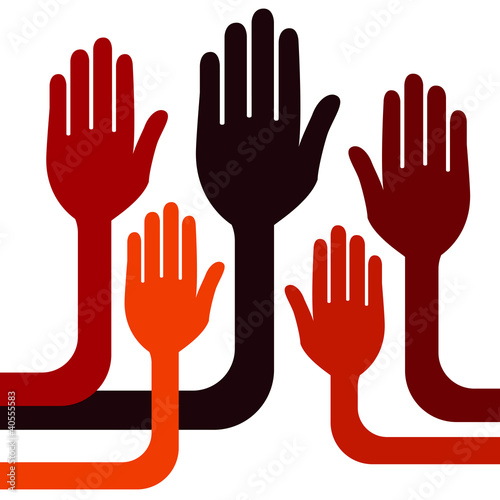 Voting bendy hands vector.