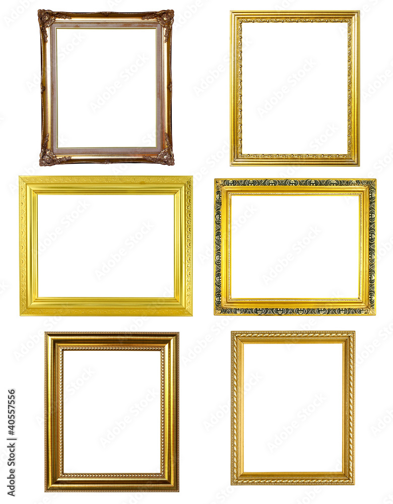 6 golden frame picture on white background 6 golden frame picture on white background