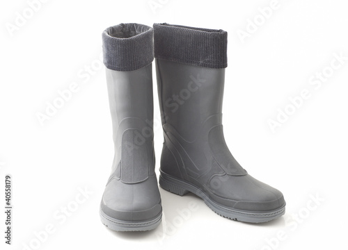 Wallpaper Mural Black rubber boots isolated on white background. Torontodigital.ca