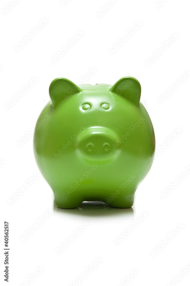Green Piggy bank or money box .