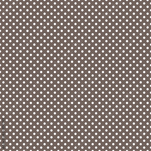 Vector seamless pattern white polka dots on brown background
