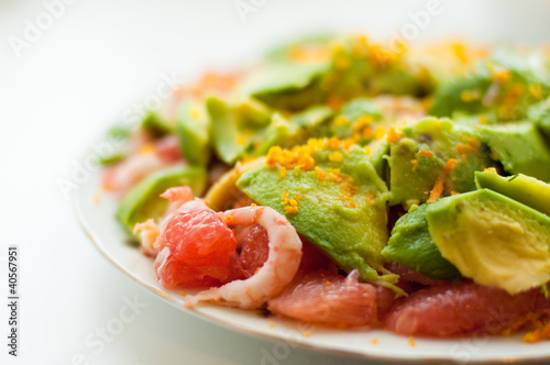 salad with avocado and shrimps
