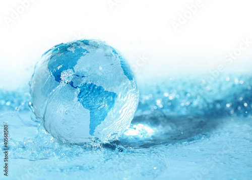 Glass globe in water