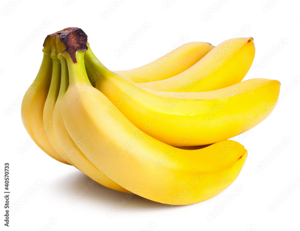 Fresh ripe bananas bunch isolated on white Fresh ripe bananas bunch isolated on white