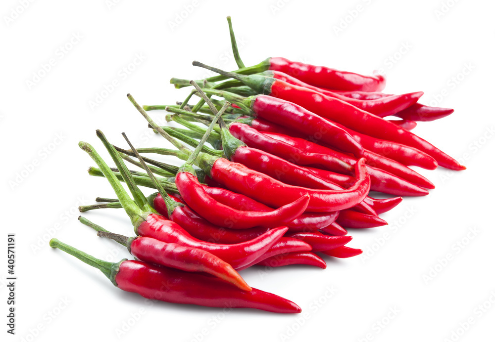 Red chili peppers isolated on white Red chili peppers isolated on white