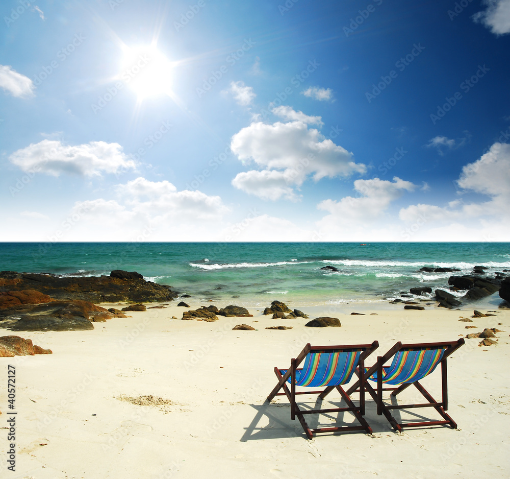 sea sand sun beach together blue sky