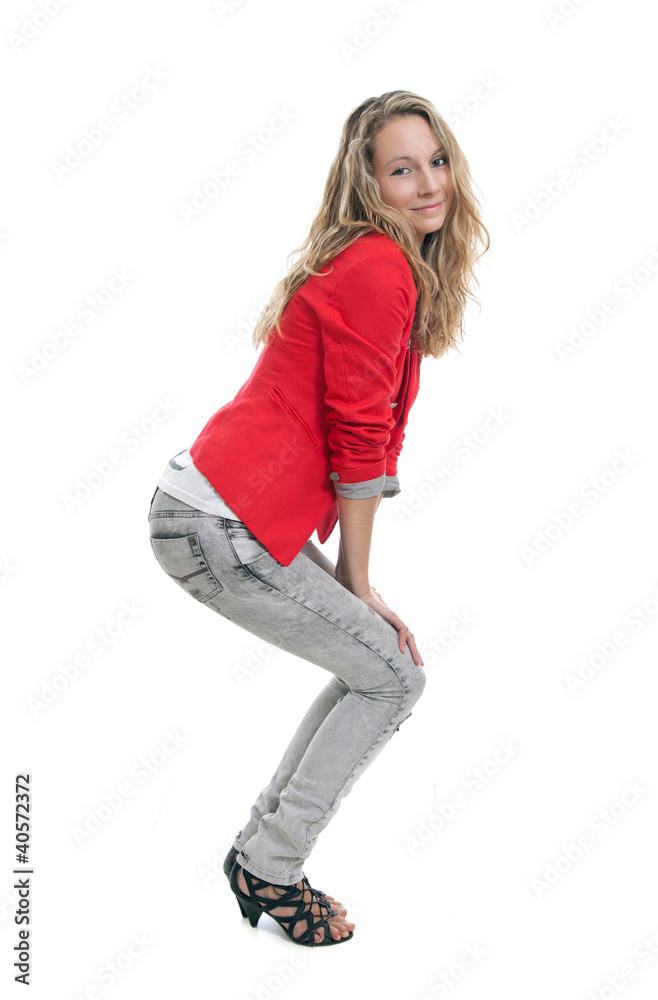 Portrait of a young woman in red Portrait of a young woman in red
