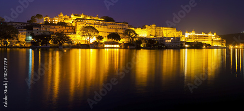 City Palace at night  Udajpur  Rajasthan