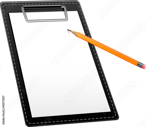 Clipboard and pencil